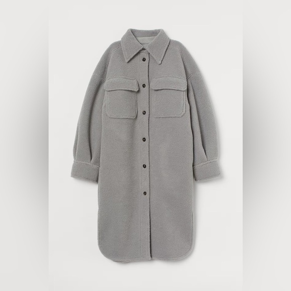 Women’s H&M Shearling Sherpa Coat Gray Size XS NWT - Picture 1 of 6
